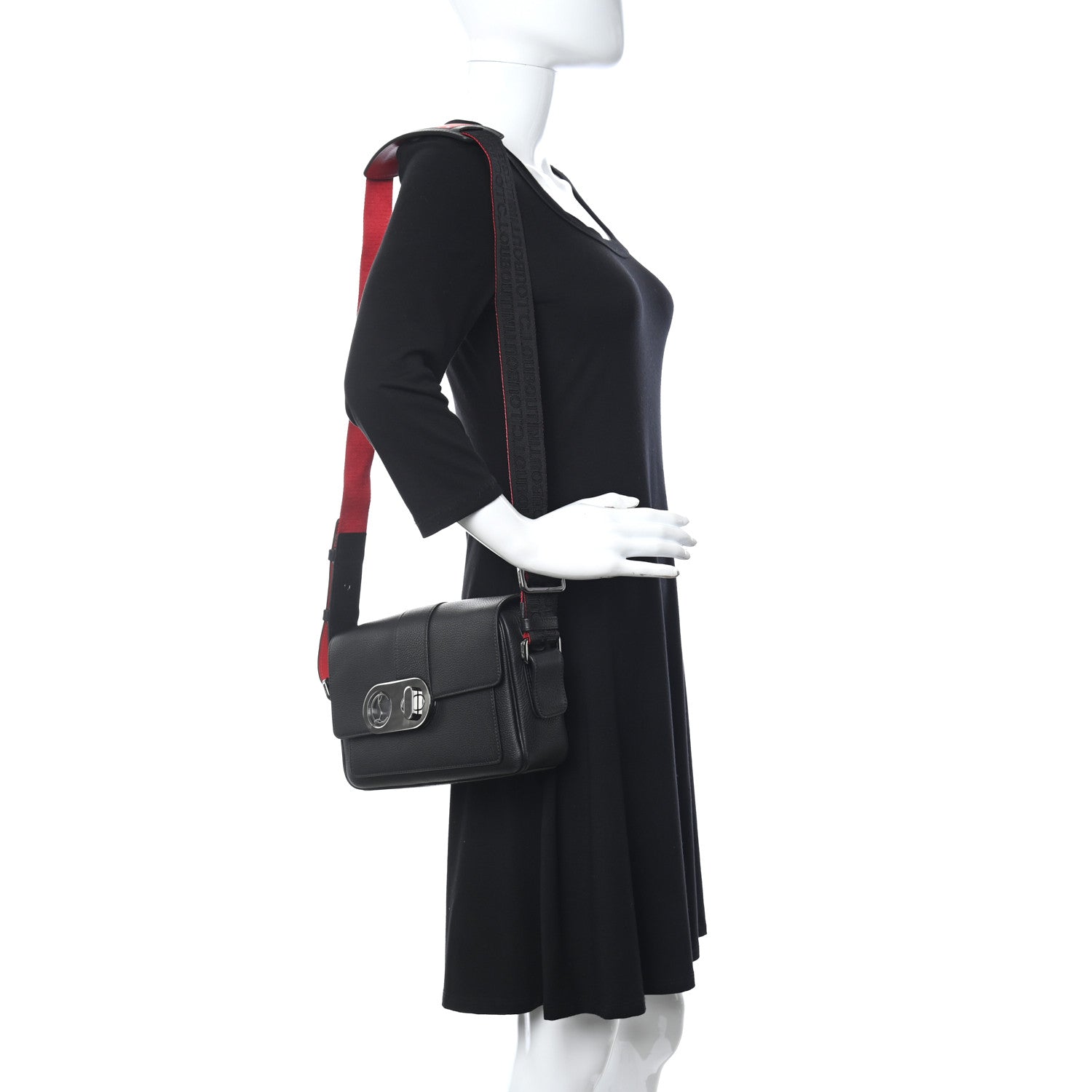 Christian Louboutin Calfskin Santiago Shoulder Bag Black 2 of 10