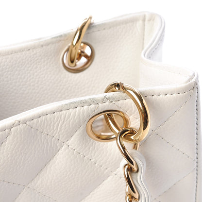 Chanel Caviar Quilted Petit Shopping Tote PST White 8 of 16