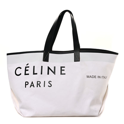 Celine Textile Medium Made In Tote White Black 1 of 11