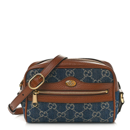 Gucci New Denim GG Monogram Dollar Calfskin Mini Ophidia Shoulder Bag Blue Tea Cuir Epilog 1 of 9