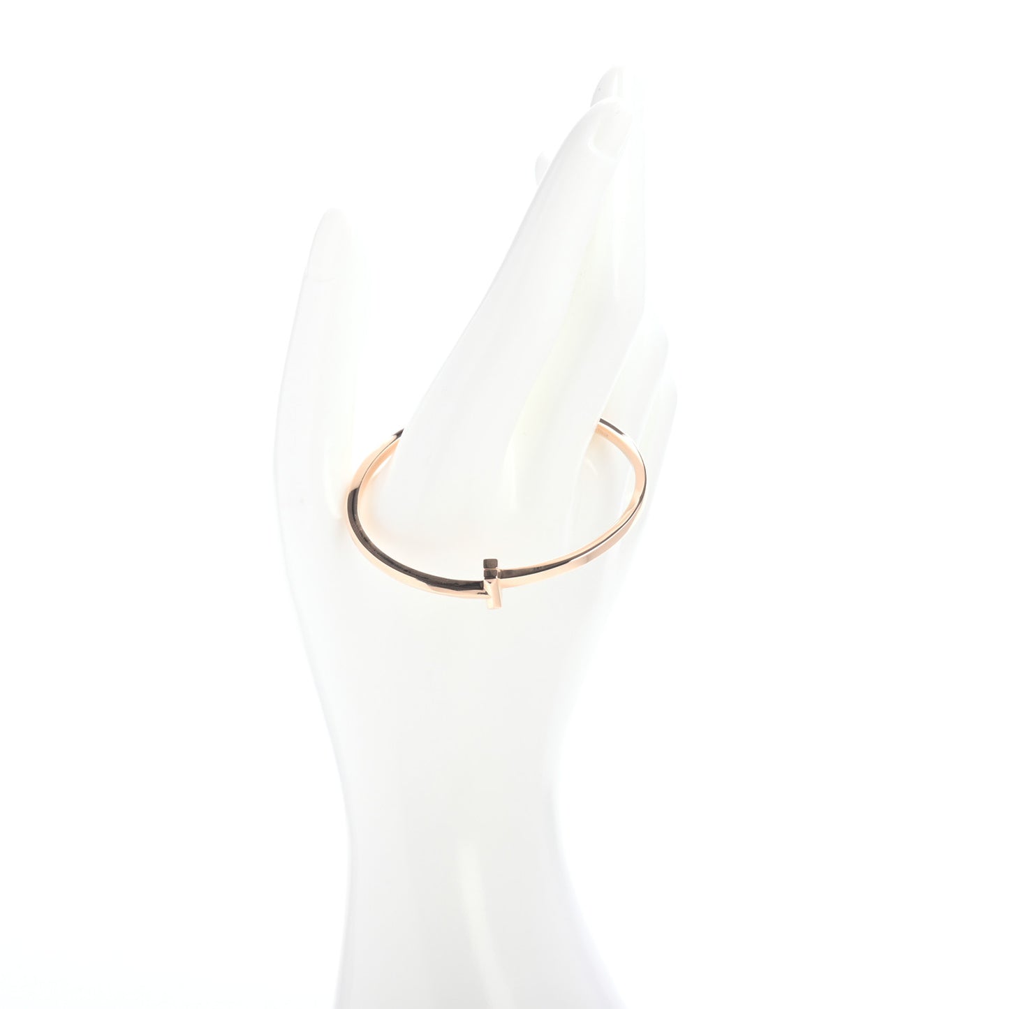 18K Rose Gold Narrow T T1 Hinged Bangle Bracelet