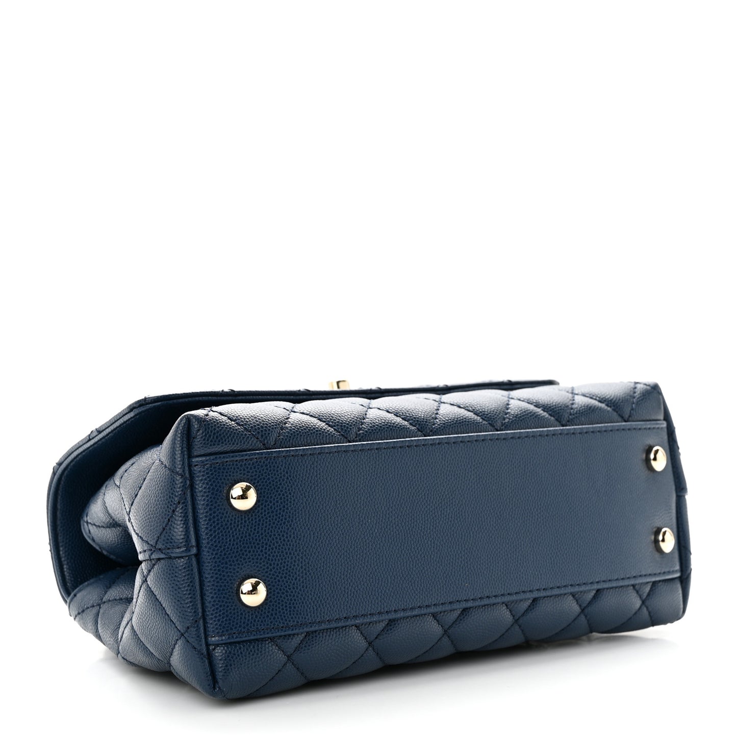 Caviar Quilted Lizard Embossed Mini Coco Handle Flap Navy Blue