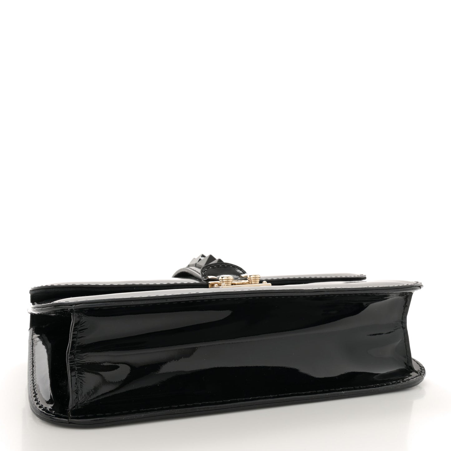 Patent Medium Glam Lock Rockstud Flap Black