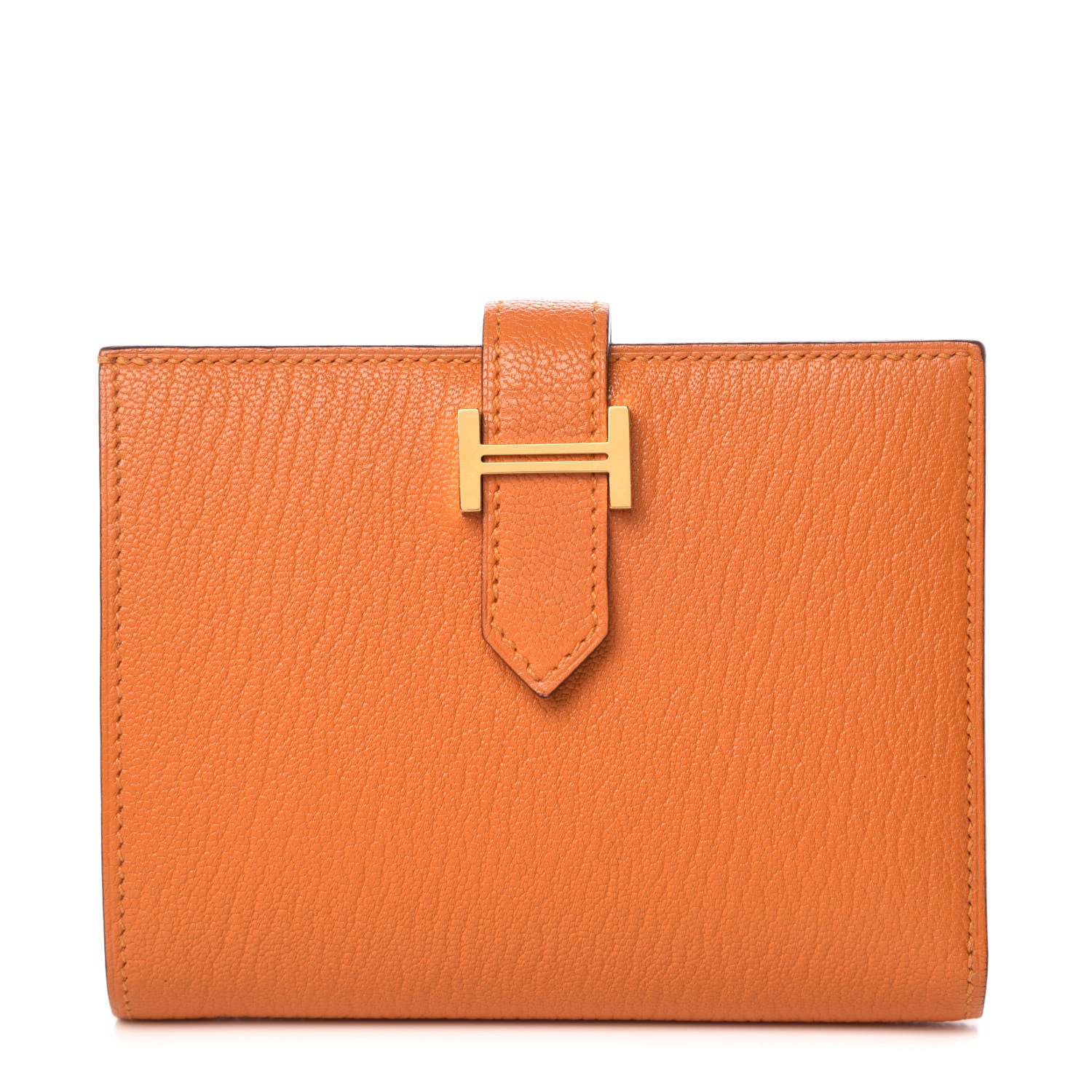 Hermes Chevre Mysore Bearn Compact Wallet Orange 1 of 14