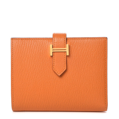 Hermes Chevre Mysore Bearn Compact Wallet Orange 1 of 14