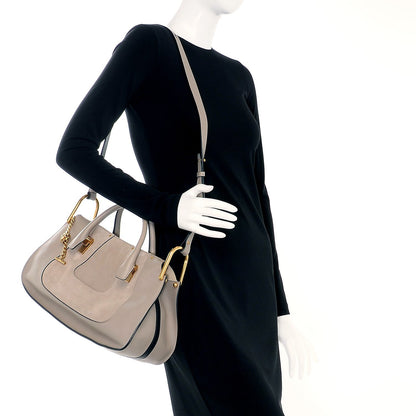Chloe Calfskin Suede Hayley Double Carry Satchel Motty Grey 2 of 6