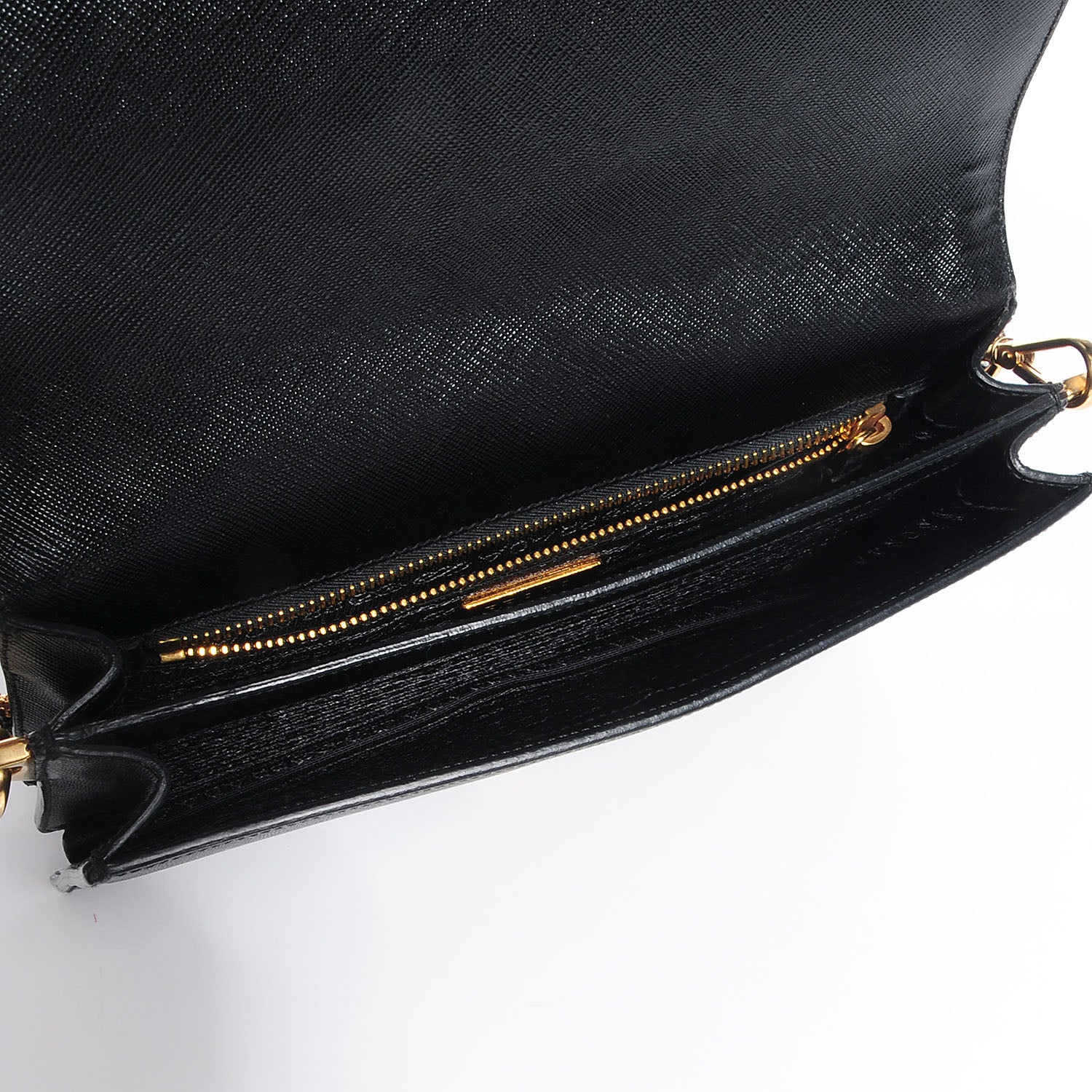 Prada Saffiano Mink Fur Accordion Flap Bag Black 6 of 9