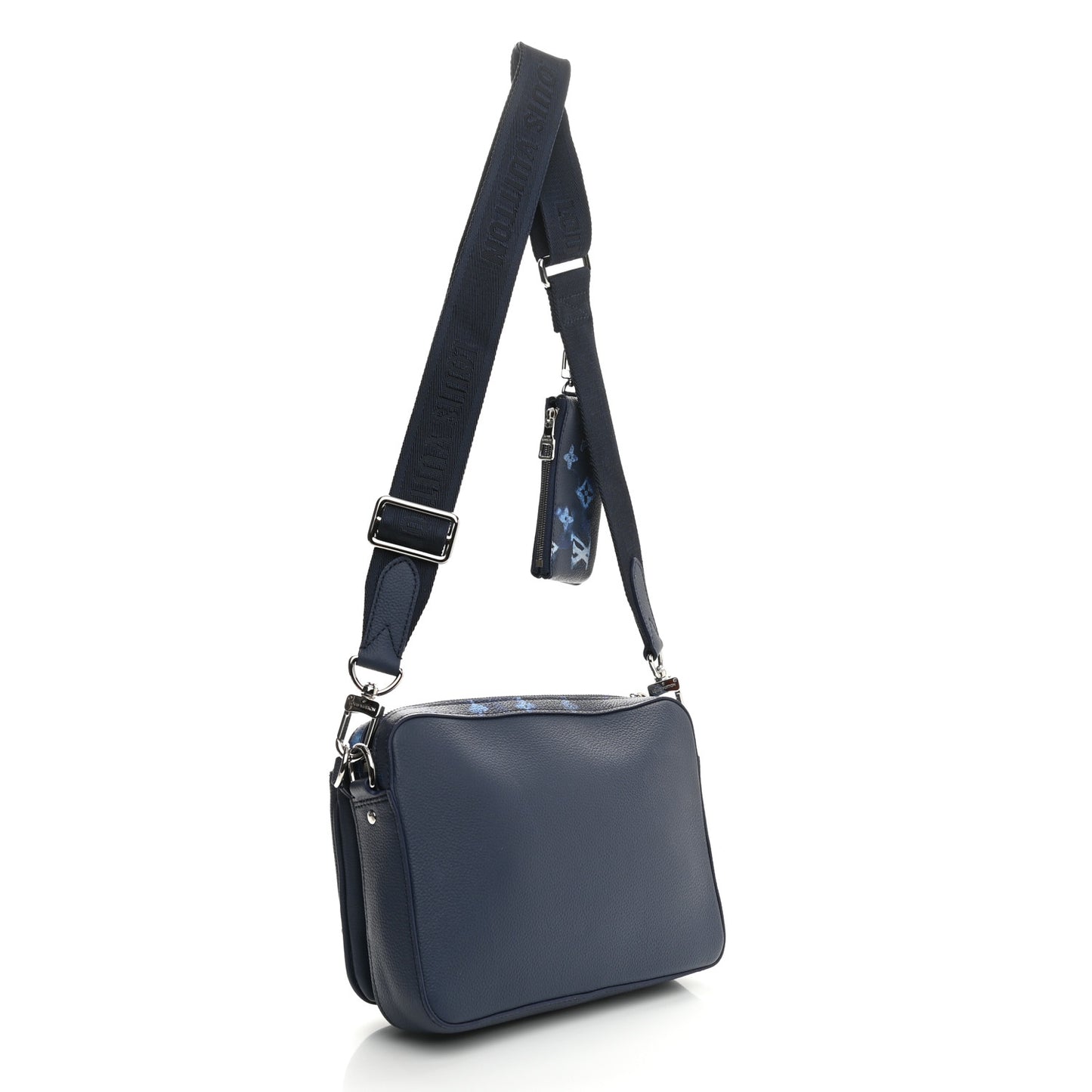 Monogram Ink Watercolor Trio Messenger Bag Blue