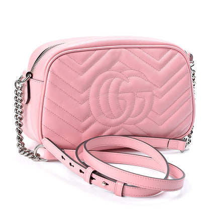 Gucci Calfskin Matelasse Small GG Marmont Chain Shoulder Bag Wild Rose 2 of 10