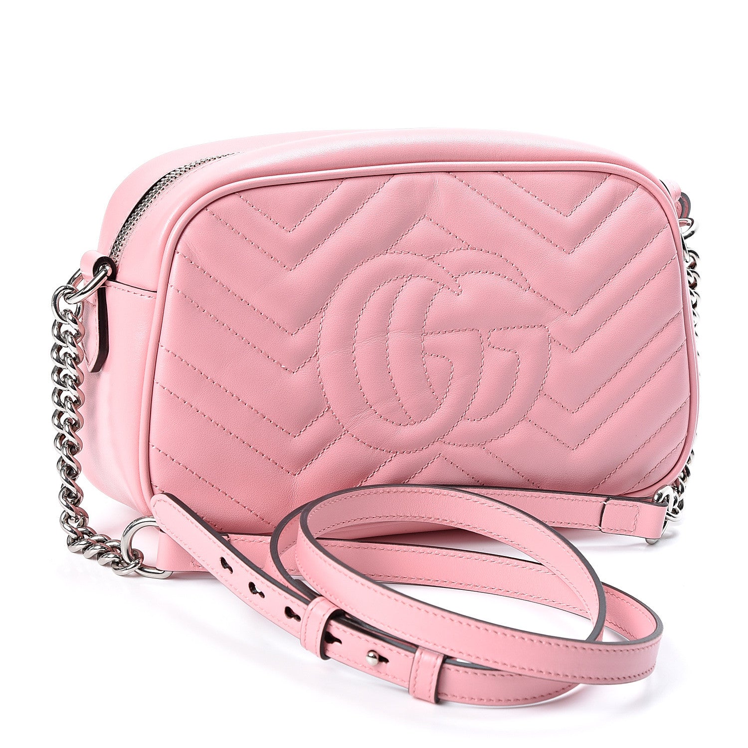 Gucci Calfskin Matelasse Small GG Marmont Chain Shoulder Bag Wild Rose 2 of 10