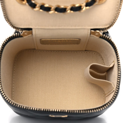 Chanel Lambskin Quilted Mini Pearl Crush Vanity Case With Chain Black 4 of 4