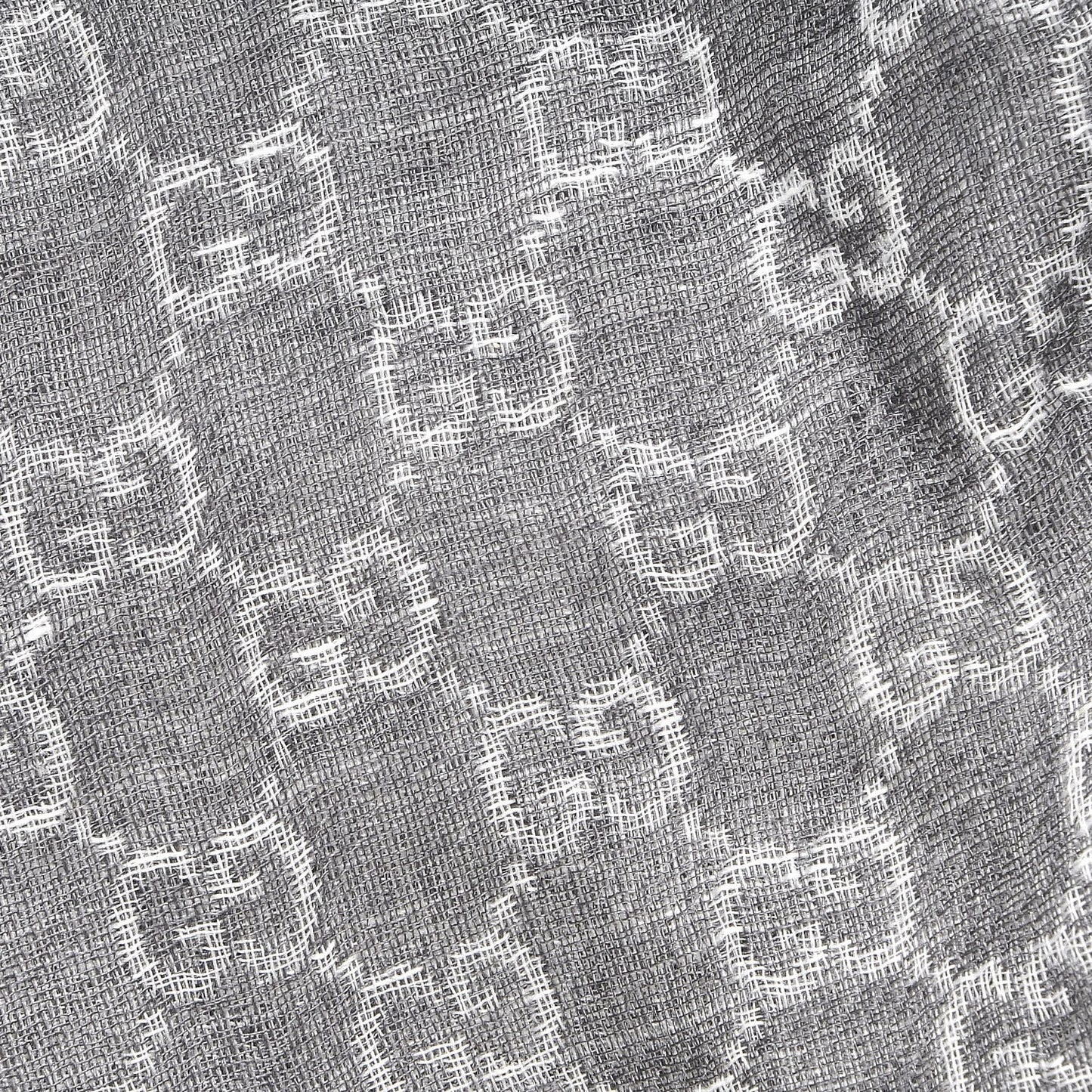 Wool Silk Monogram Fringe Scarf Gray