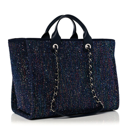 Chanel Calfskin Sequin Medium Deauville Tote Blue Multicolor 3 of 11
