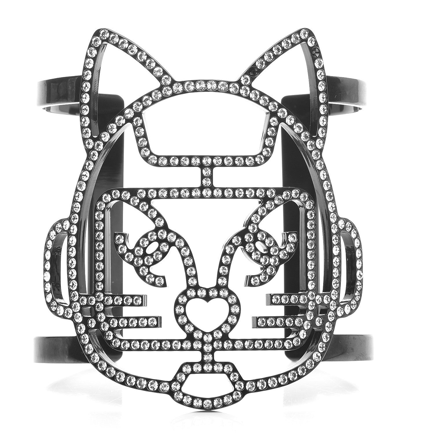 Chanel Strass Crystal CC Emoji Robot Cat Cuff 1 of 5