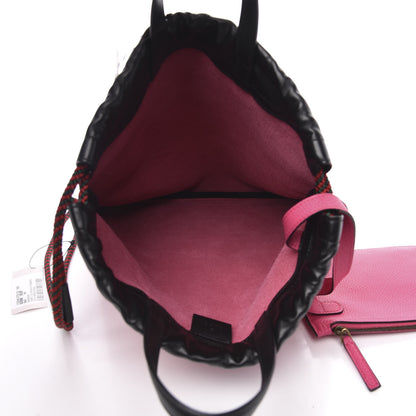 Gucci Grained Calfskin Logo Drawstring Backpack Box Pink Green Black 4 of 9