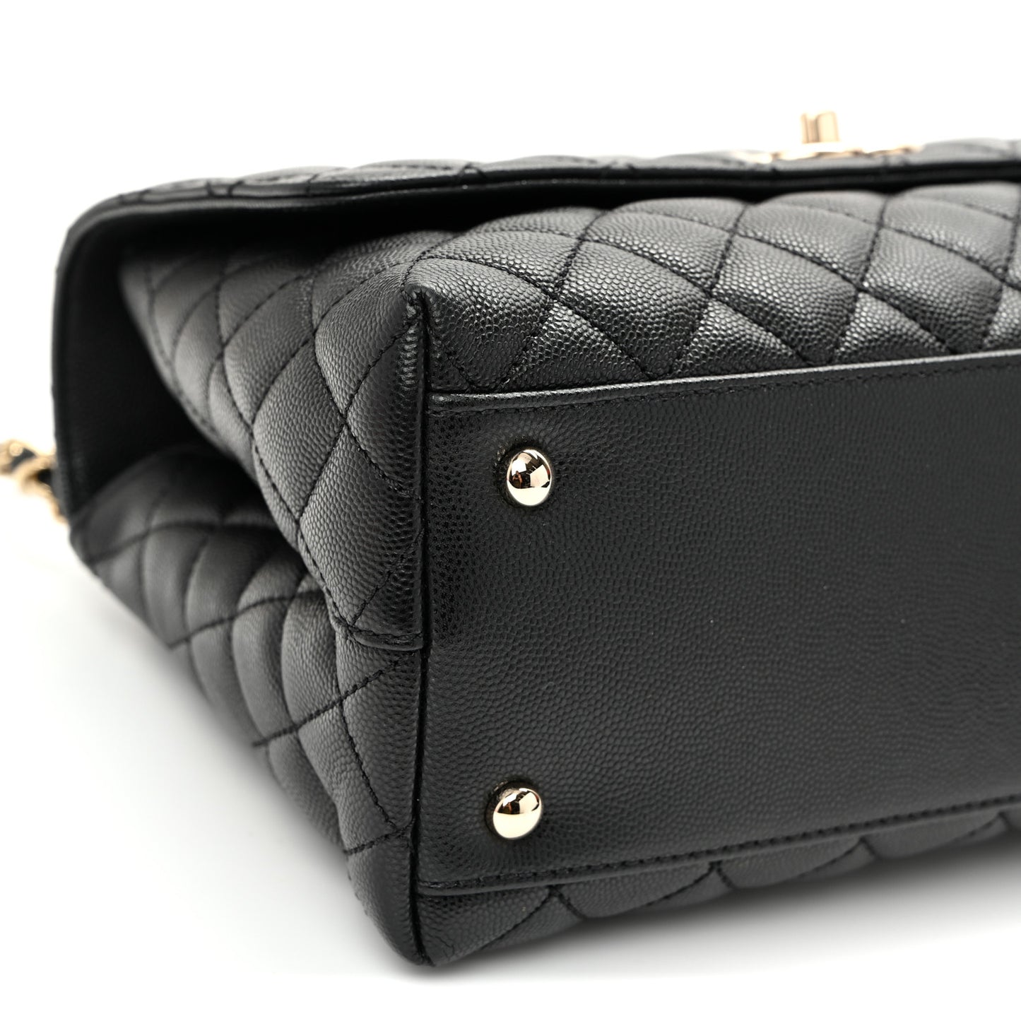 Caviar Quilted Small Coco Handle Flap Black