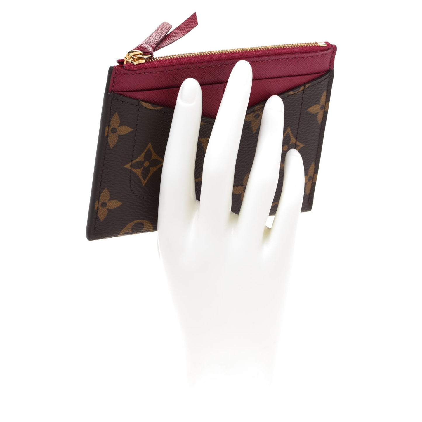 Monogram Zipped Card Holder Fuchsia