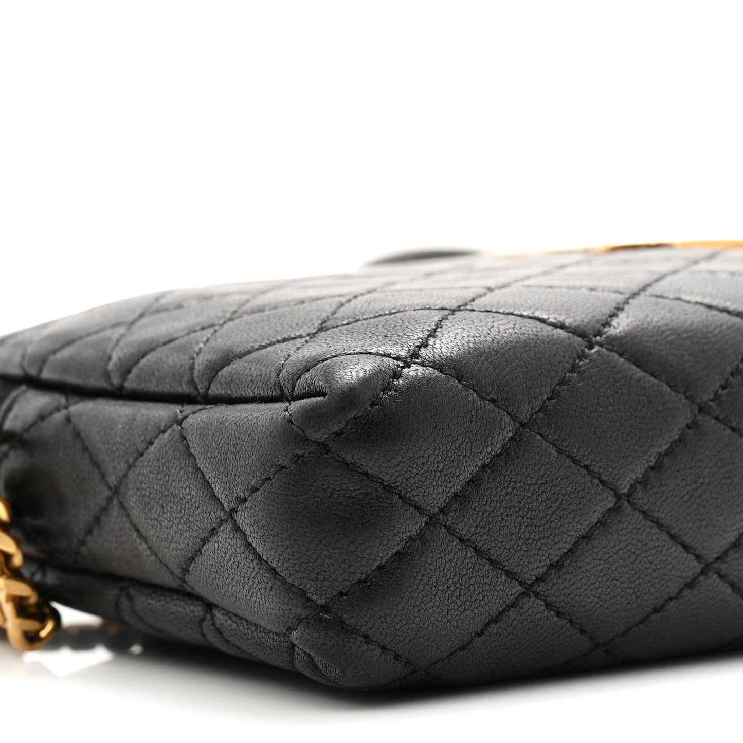 Lambskin Quilted Gaby Zipped Pouch Black