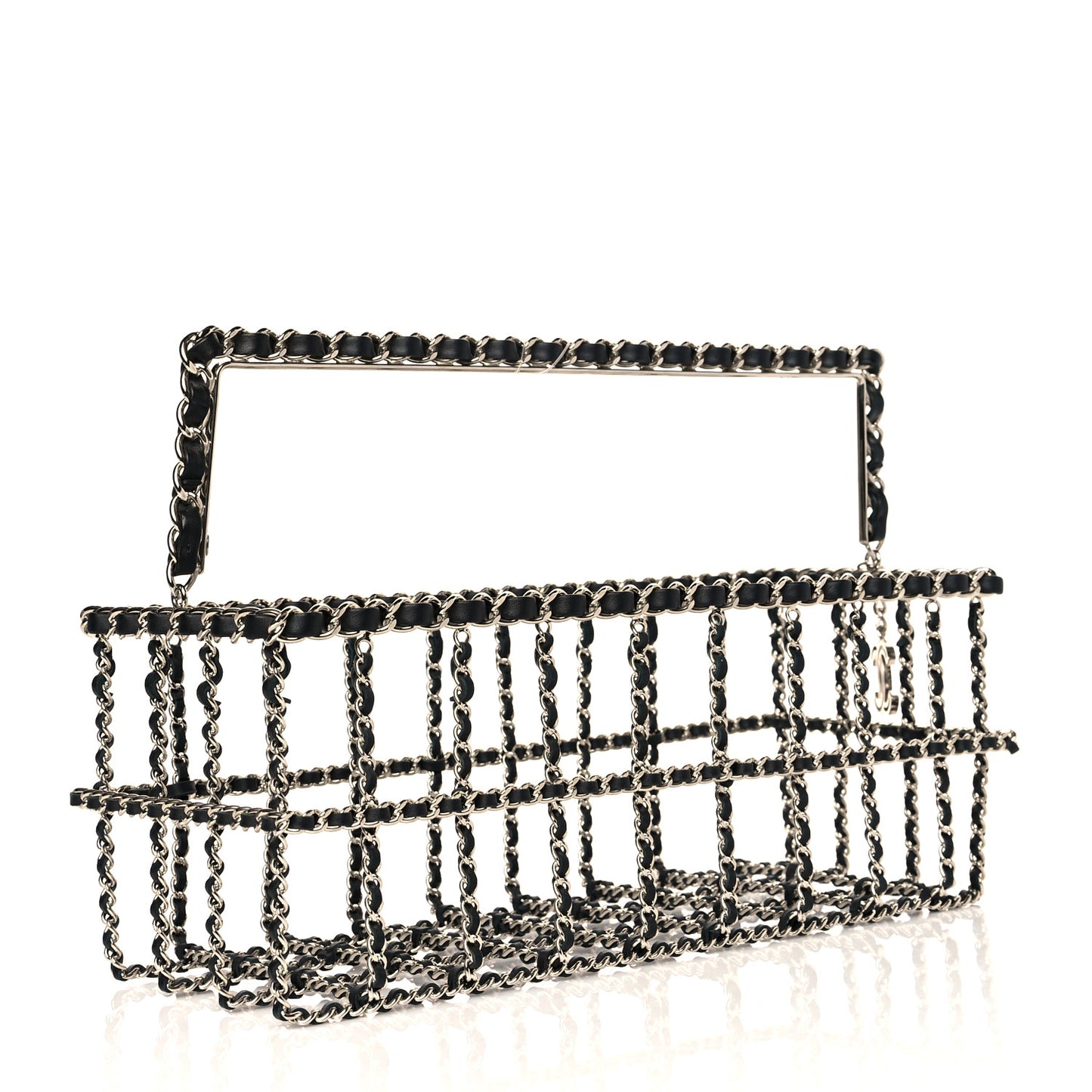 Brass Calfskin Grocery By Chanel Minaudiere Shopping Basket Silver