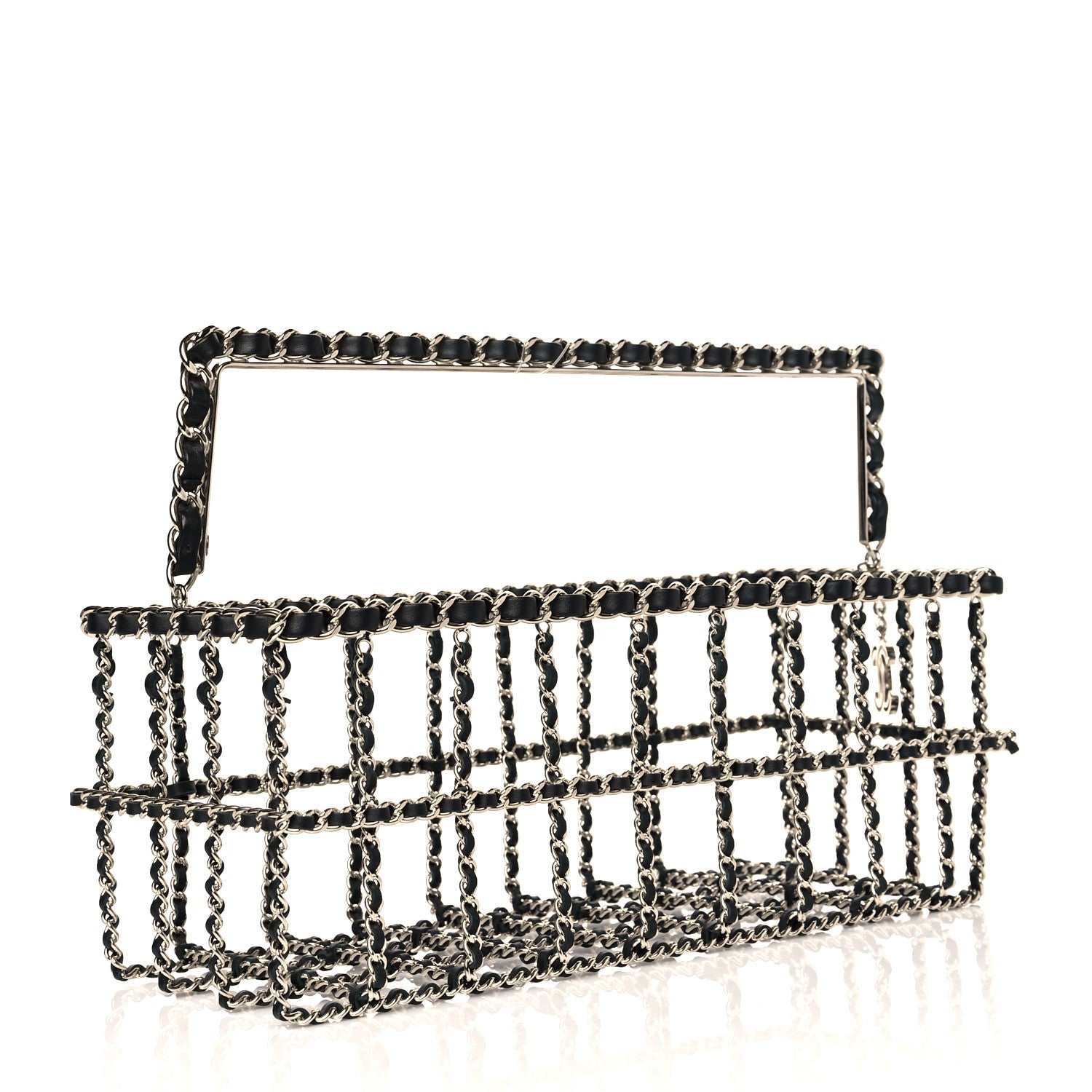 Chanel Brass Calfskin Grocery By Chanel Minaudiere Shopping Basket Silver 3 of 7