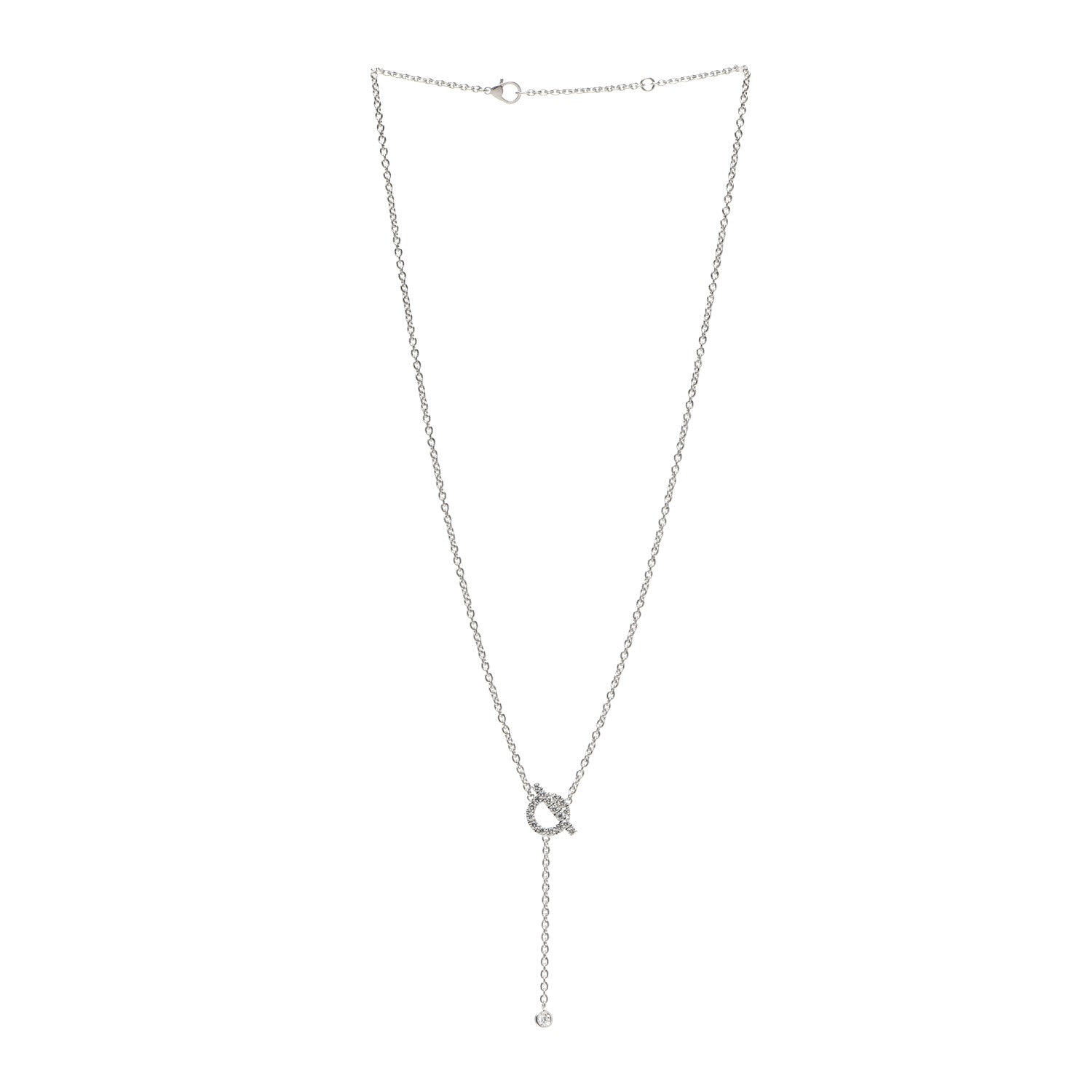 Hermes 18K White Gold Diamond Finesse Lariat Necklace 3 of 6