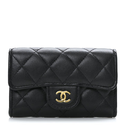 Chanel Lambskin Quilted Flap Card Holder Wallet Black 1 of 8