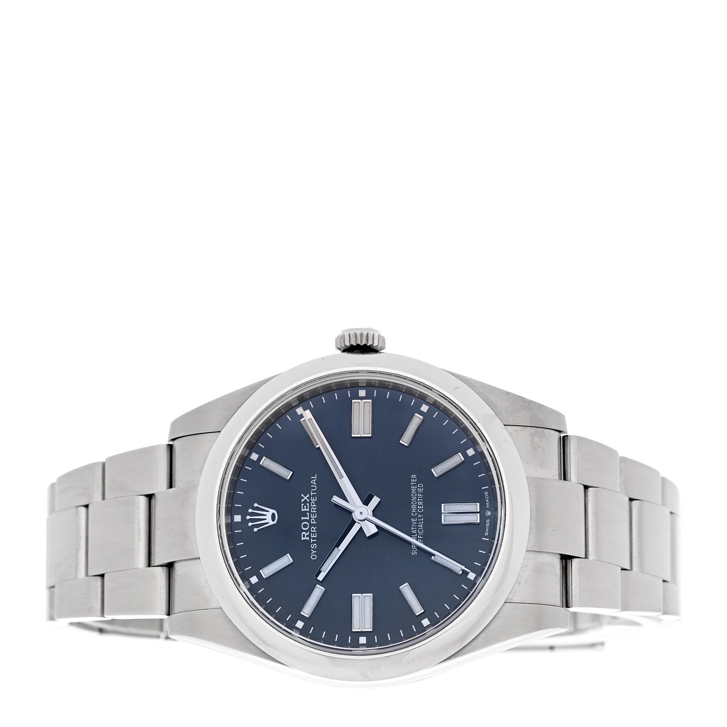 Stainless Steel 41mm Oyster Perpetual Watch Bright Blue 124300