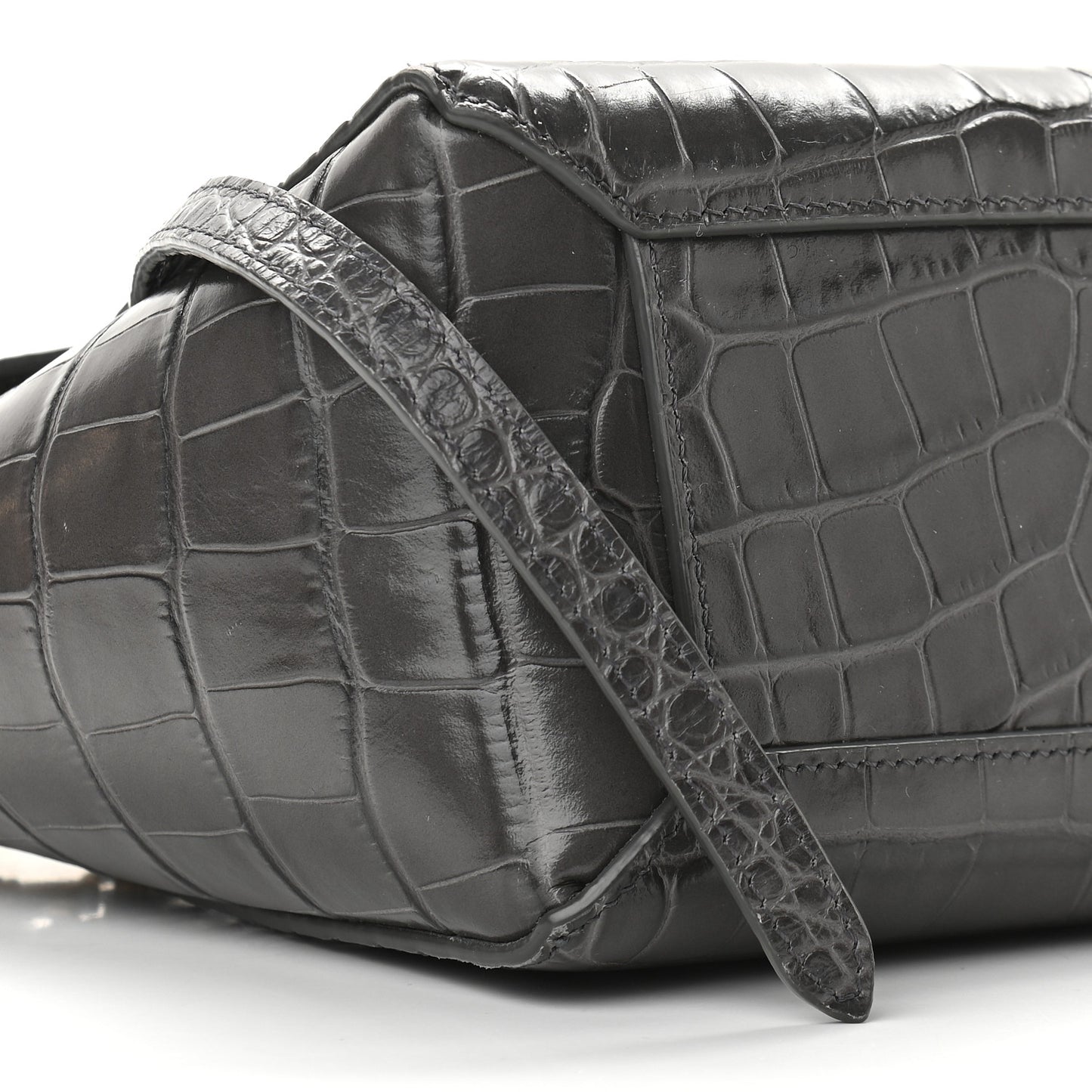 Calfskin Crocodile Embossed Nano Belt Bag Grey