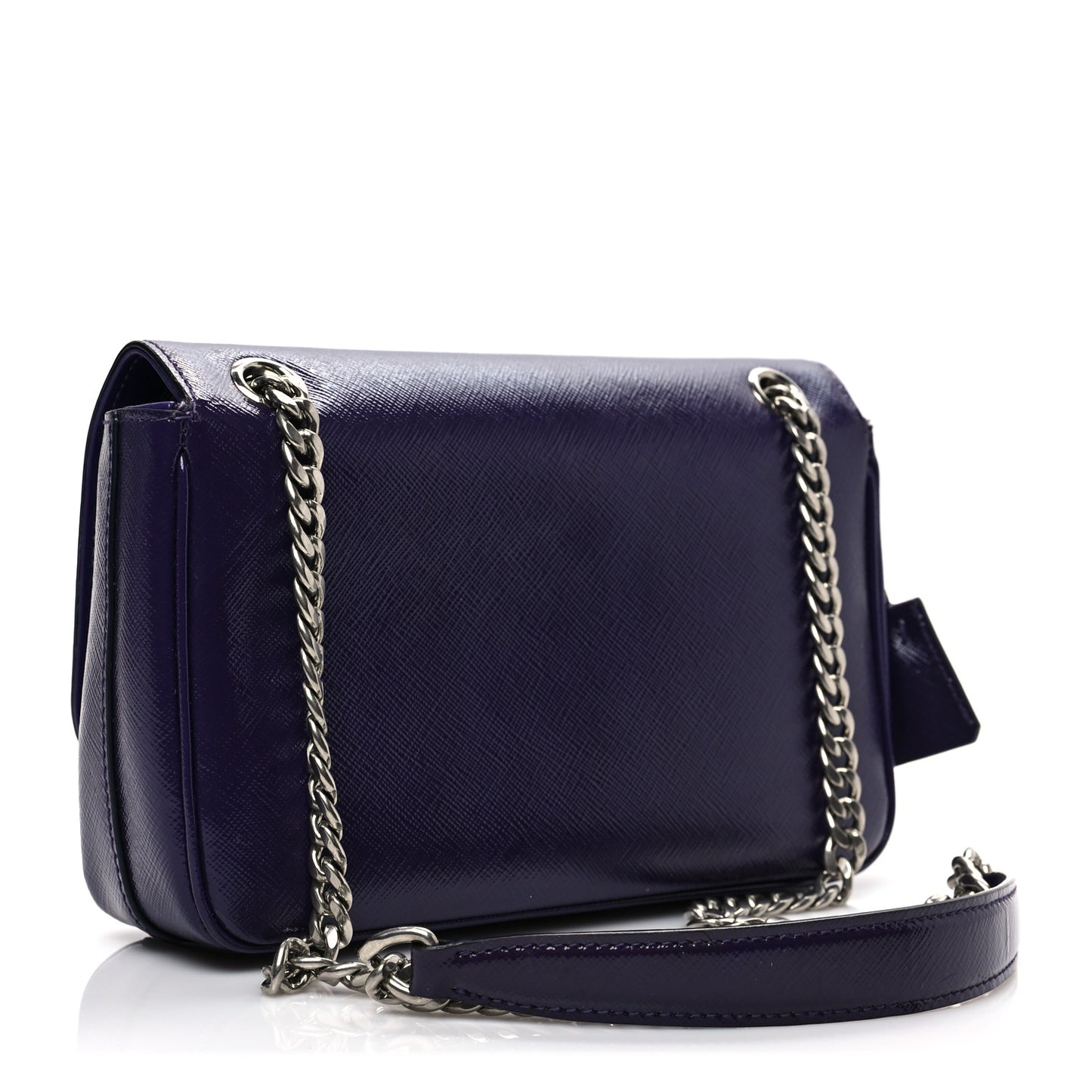 Saffiano Vernice Sound Flap Chain Crossbody Bag Viola