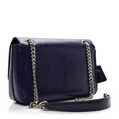Prada Saffiano Vernice Sound Flap Chain Crossbody Bag Viola 3 of 7
