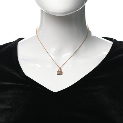 Hermes 18K Rose Gold Diamond Constance Amulettes Charm Pendant Necklace 2 of 6