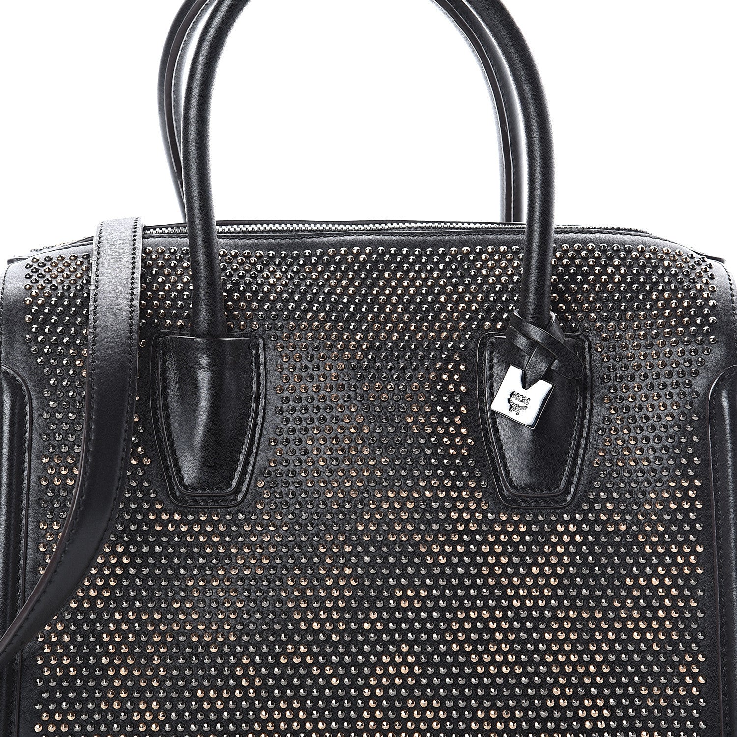 MCM Calfskin Balam Spitze Boston Bag Black 6 of 8