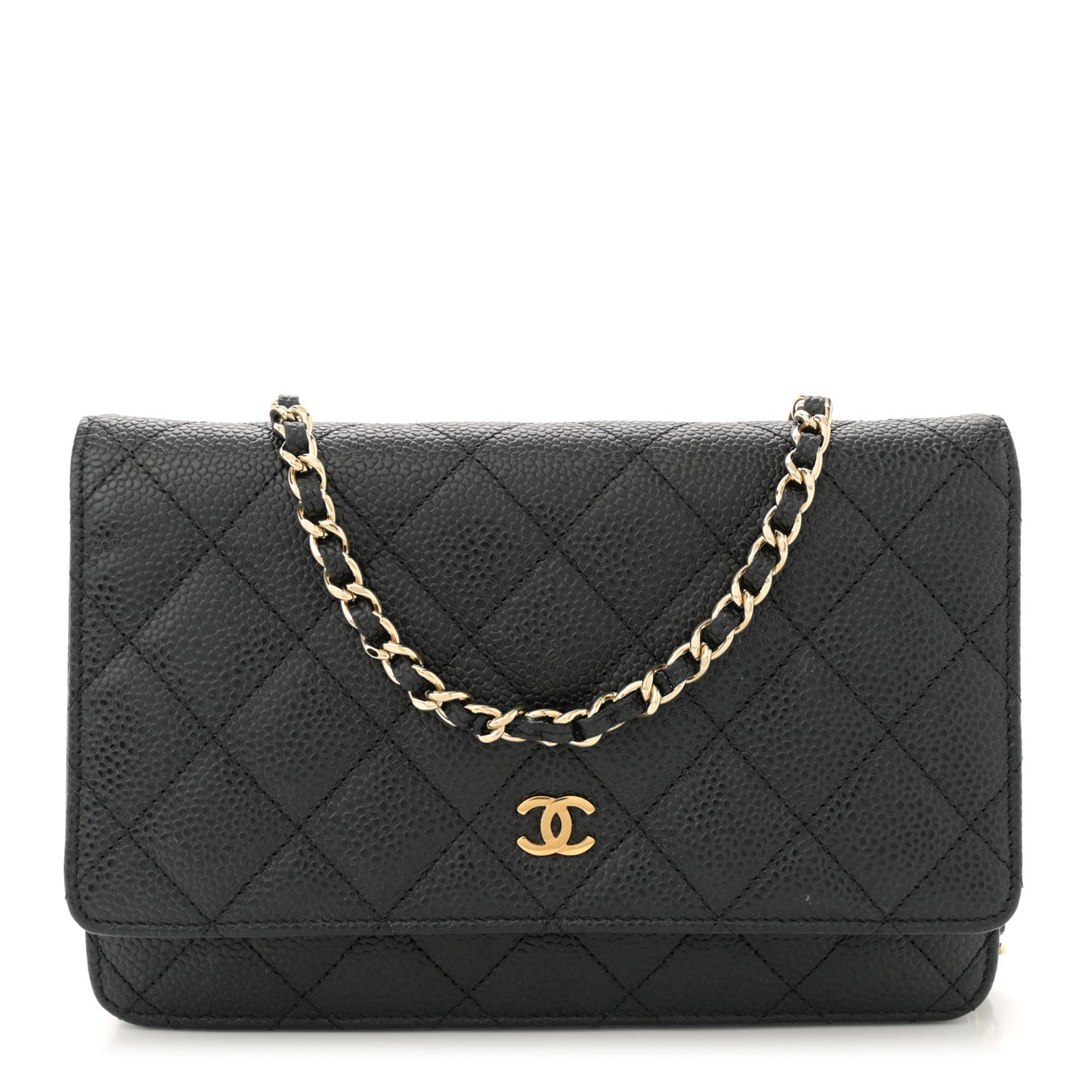 Caviar Quilted Wallet on Chain WOC Black
