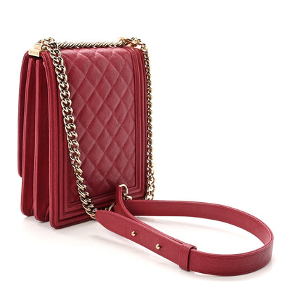 Chanel Caviar Quilted North South Boy Flap Red 3 of 10