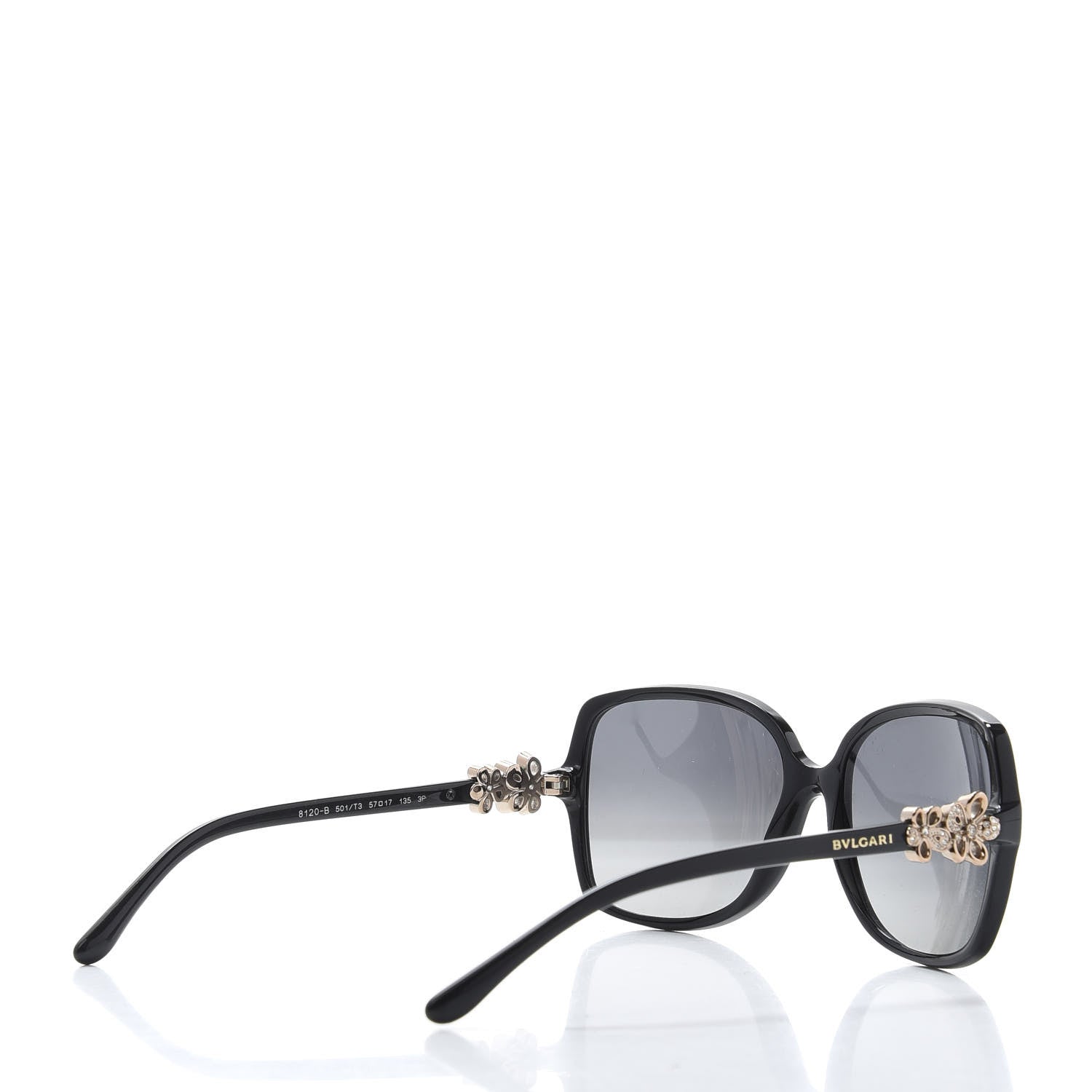 Bulgari Crystal Flower 8120-B Sunglasses Black 4 of 8