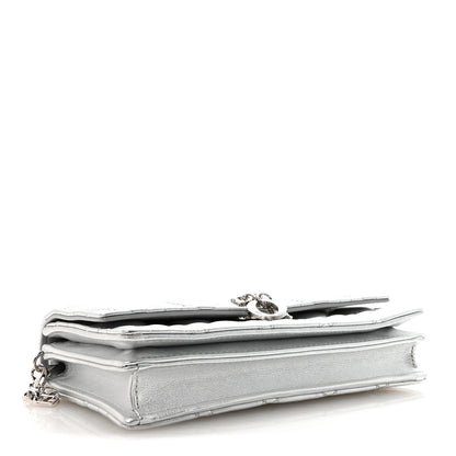 Christian Dior Metallic Lambskin Cannage Mini My Dior Top Handle Clutch Silver 4 of 10