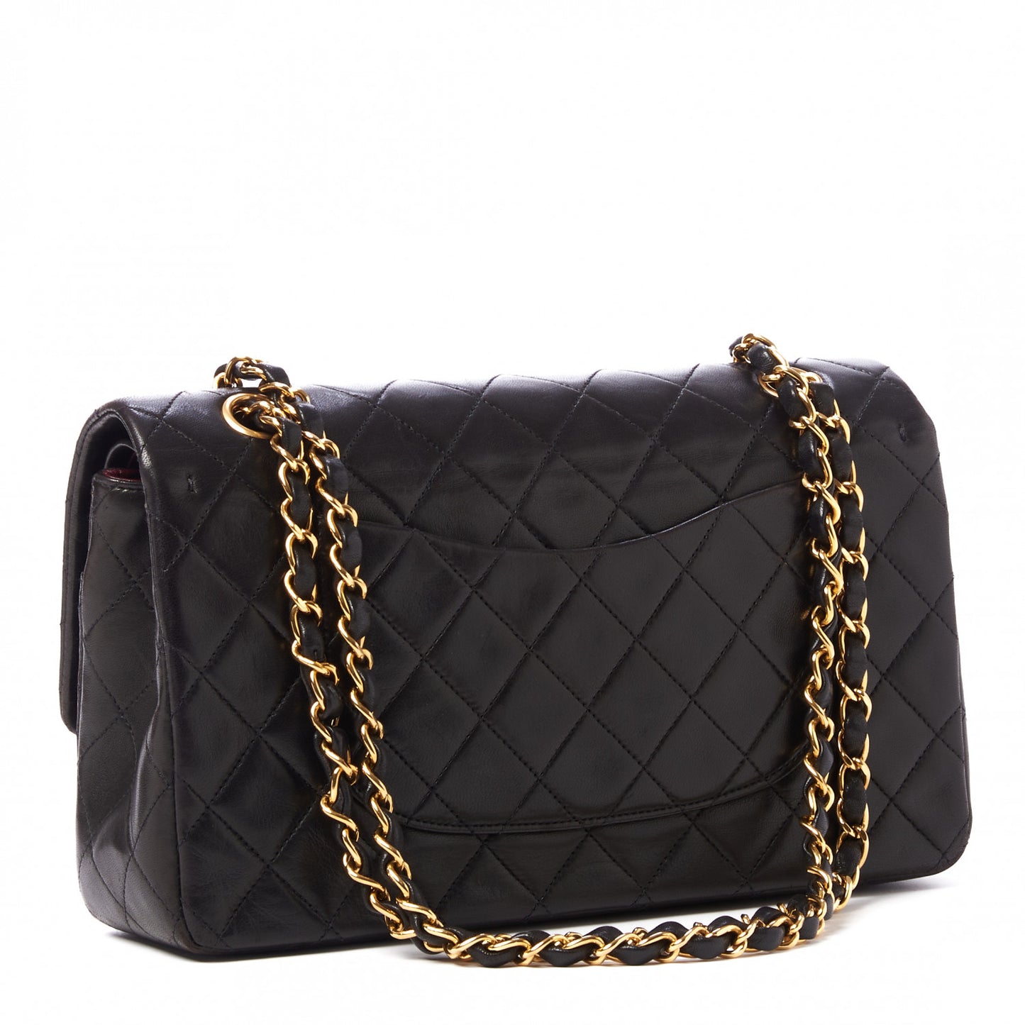 Lambskin Quilted Medium Double Flap Black
