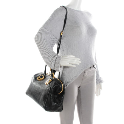Fendi Pebbled Calfskin Small Chameleon Tote Black 2 of 7