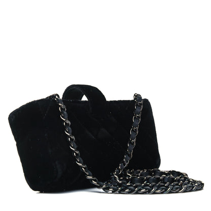 Chanel Velvet Quilted Small Clutch With Chain Black 3 of 9