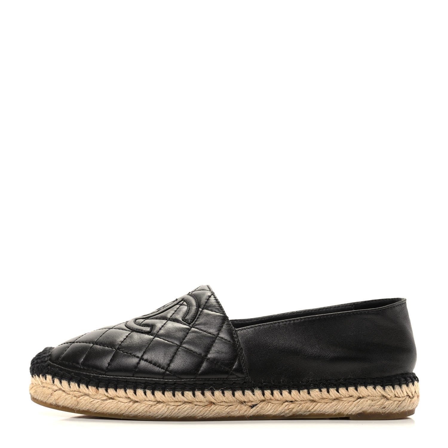 Chanel Lambskin Quilted CC Espadrilles 38 Black 1 of 8