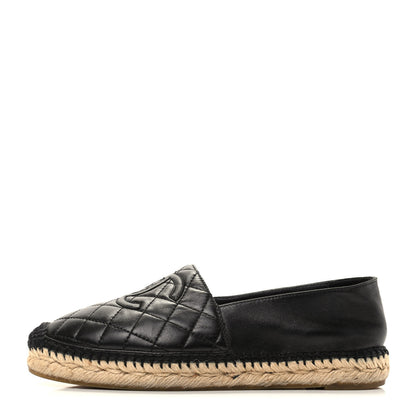 Chanel Lambskin Quilted CC Espadrilles 38 Black 1 of 8