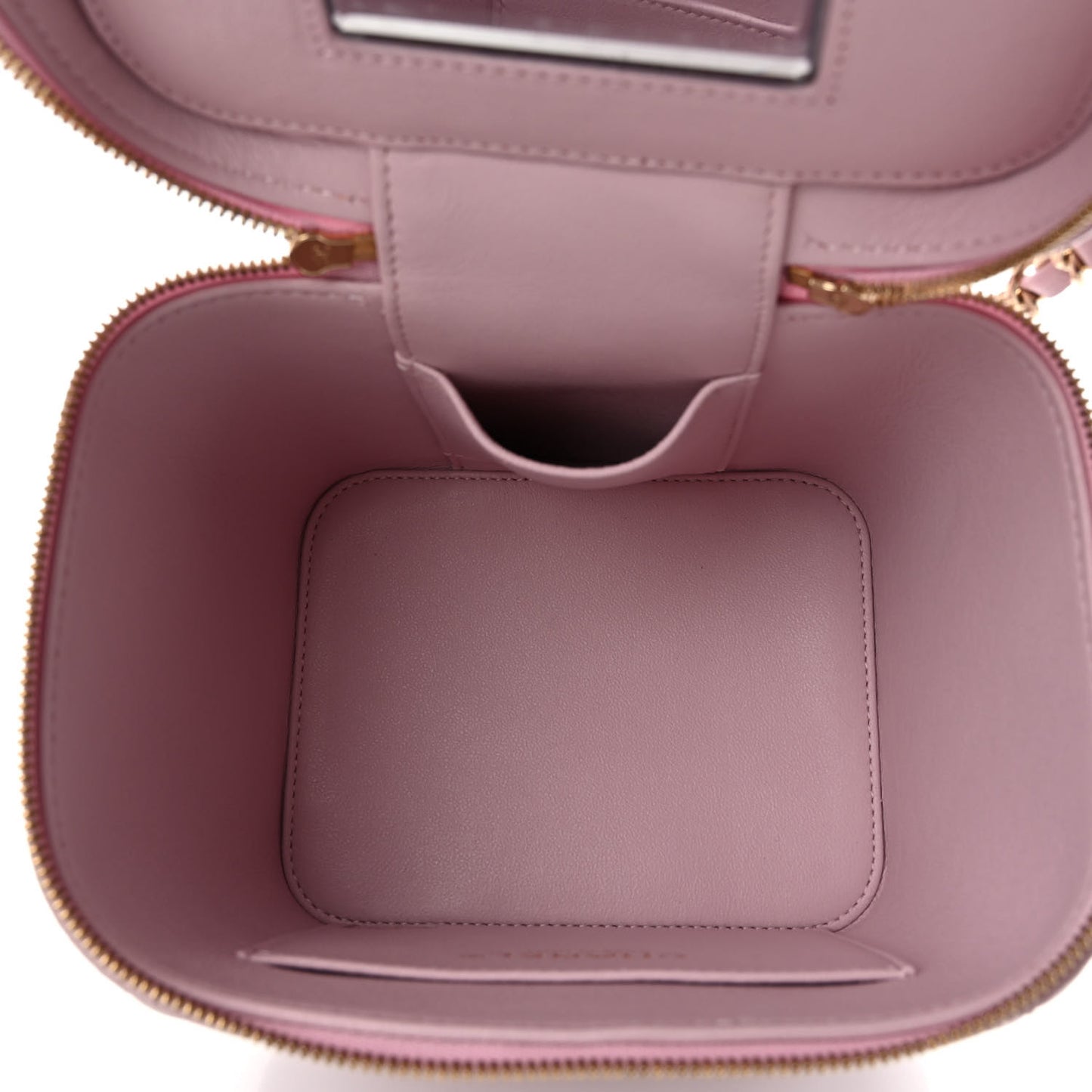 Caviar Quilted Small Top Handle Vanity Case With Chain Light Pink