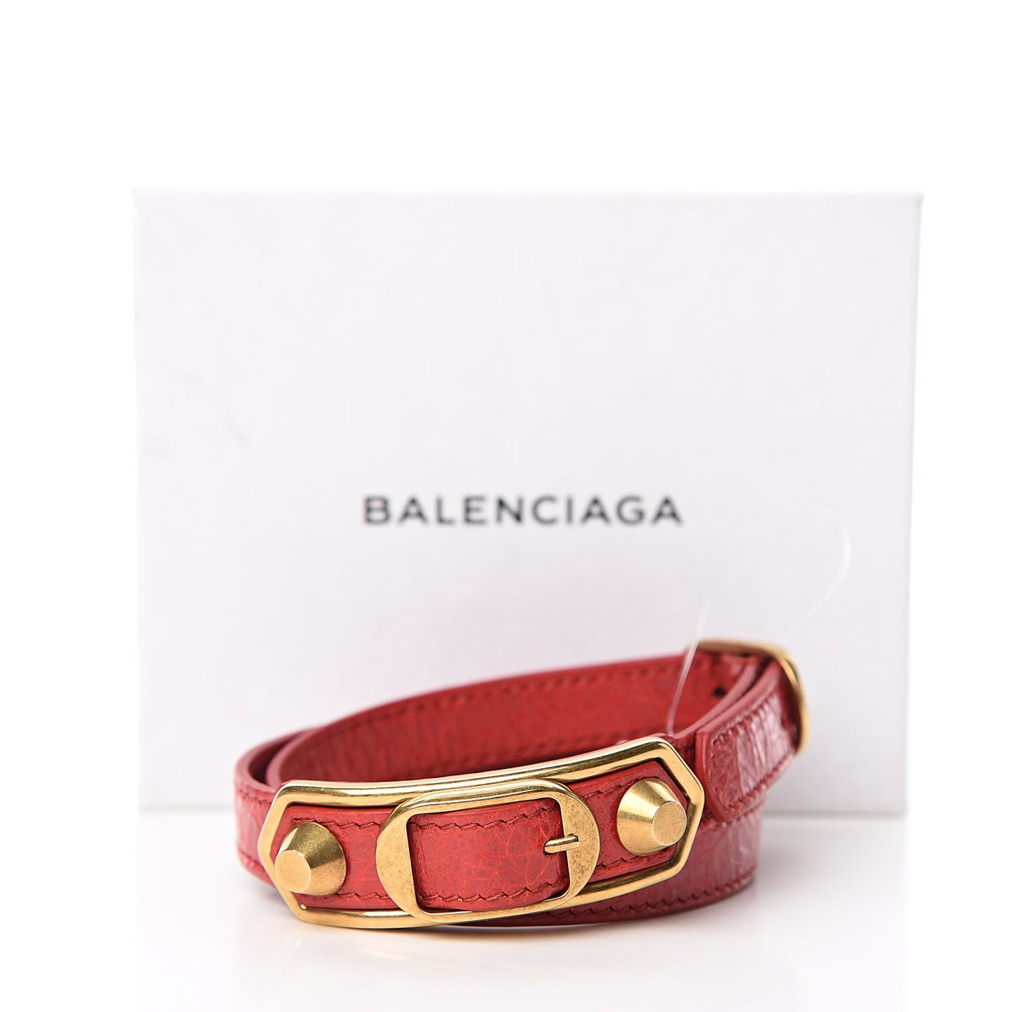 Chevre Hamilton Gold Metallic Edge Hardware Triple Tour Bracelet S Rouge Rubis