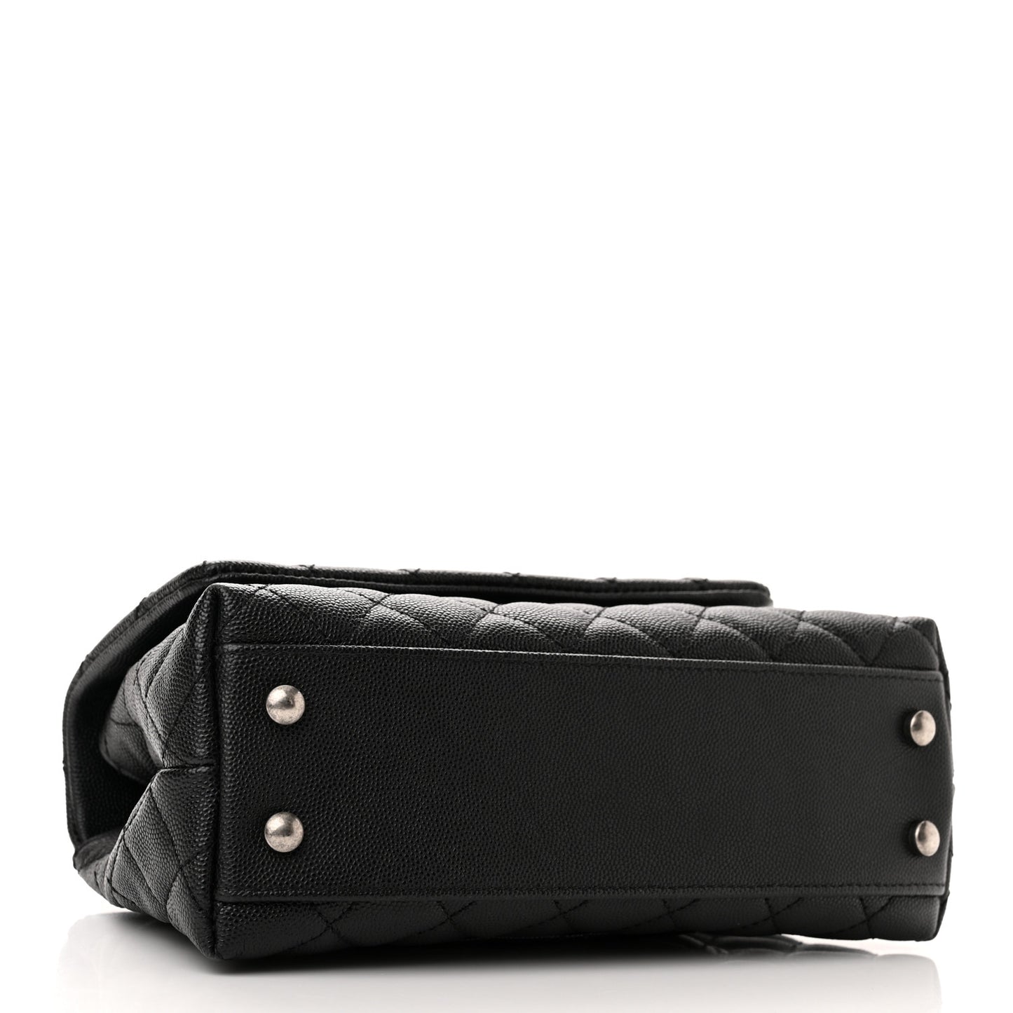 Caviar Lizard Embossed Quilted Mini Coco Handle Flap Black