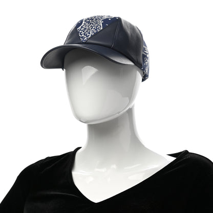 Hermes Lambskin Silk Thelma Les Leopards Bandana Hat 59 Marine White 2 of 11