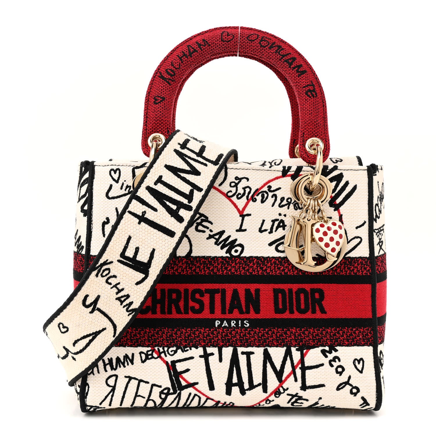 Christian Dior Canvas Medium DiorAmour Graffiti Lady D-Lite Latte 1 of 10