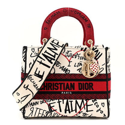 Christian Dior Canvas Medium DiorAmour Graffiti Lady D-Lite Latte 1 of 10