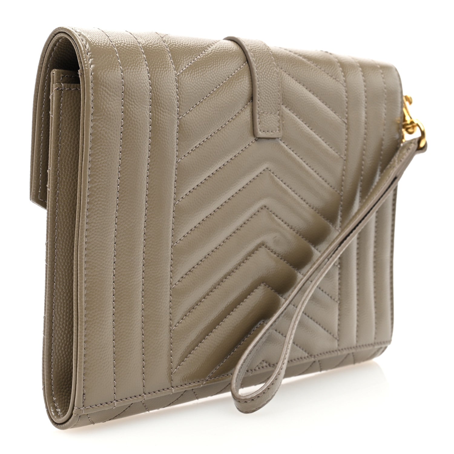Saint Laurent Grain De Poudre Textured Mixed Matelasse Triquilt Monogram Greyish Brown 3 of 7