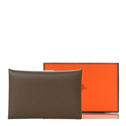 Hermes Epsom Calvi Card Case Etoupe 10 of 10