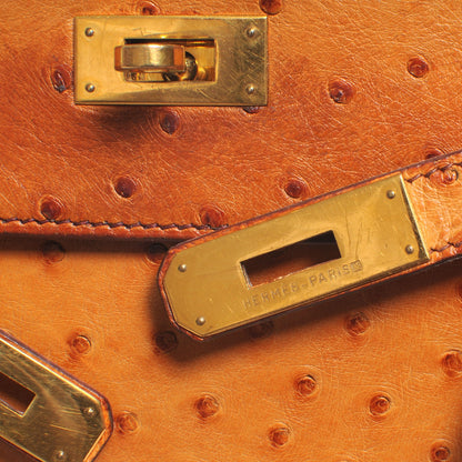 Hermes Ostrich Kelly Retourne 32 Gold 7 of 12